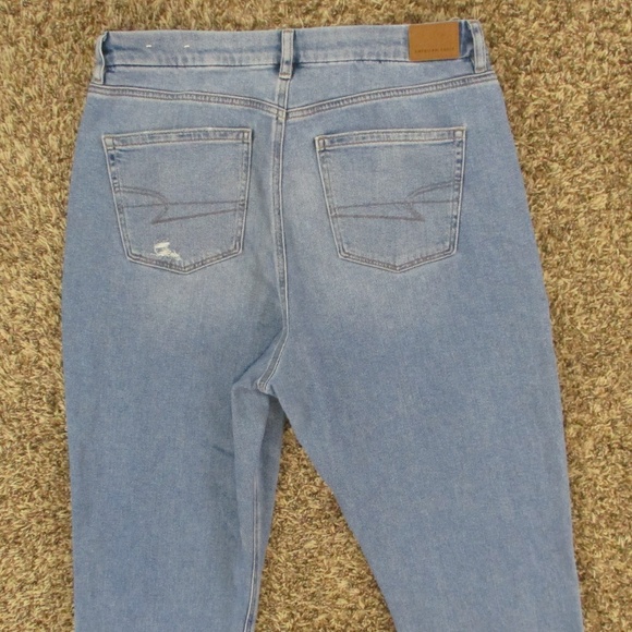 American Eagle Jeans Women 14 Short Light Wash Curvy Mom High Rise Stretch Denim - Picture 4 of 9